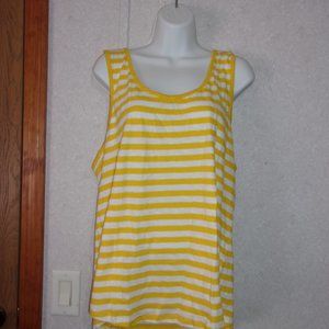 Style & Co (New with Tags) Yellow & White Striped Tank Top Size XL